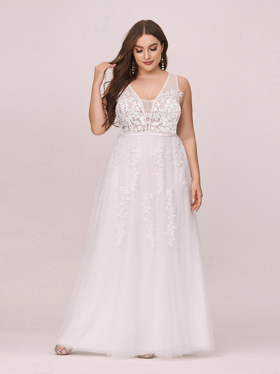 COLOR=White | Maxi Long Elegant Ethereal Plus Size Tulle Evening Dresses-White 4