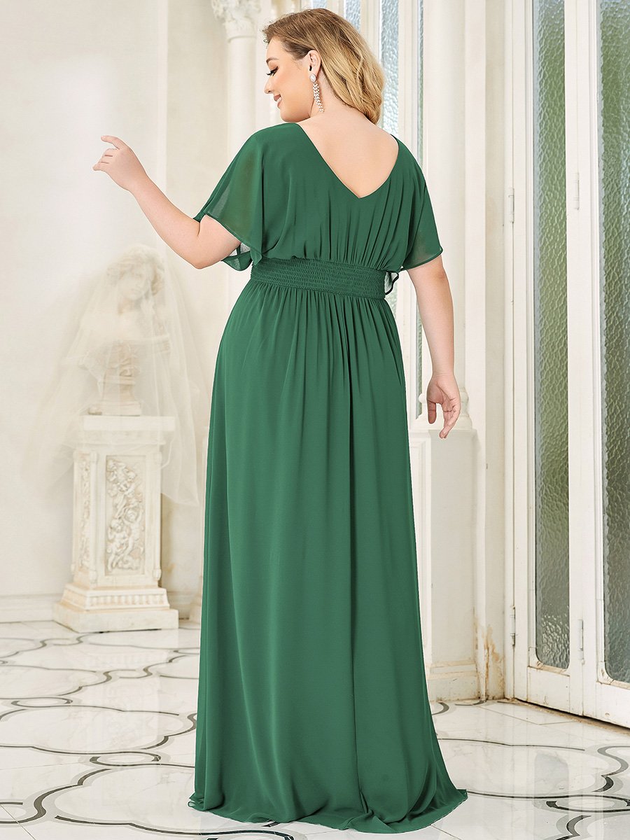 COLOR=Green Bean | Plus Size Women'S A-Line Empire Waist Evening Party Maxi Dress-Green Bean 2
