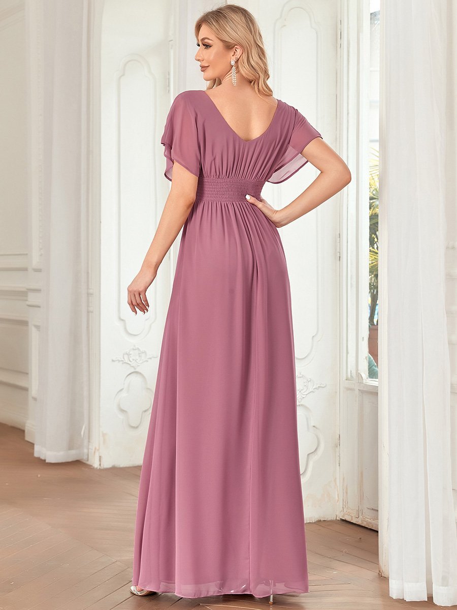 COLOR=Orchid | Women'S A-Line Empire Waist Evening Party Maxi Dress-Orchid 2