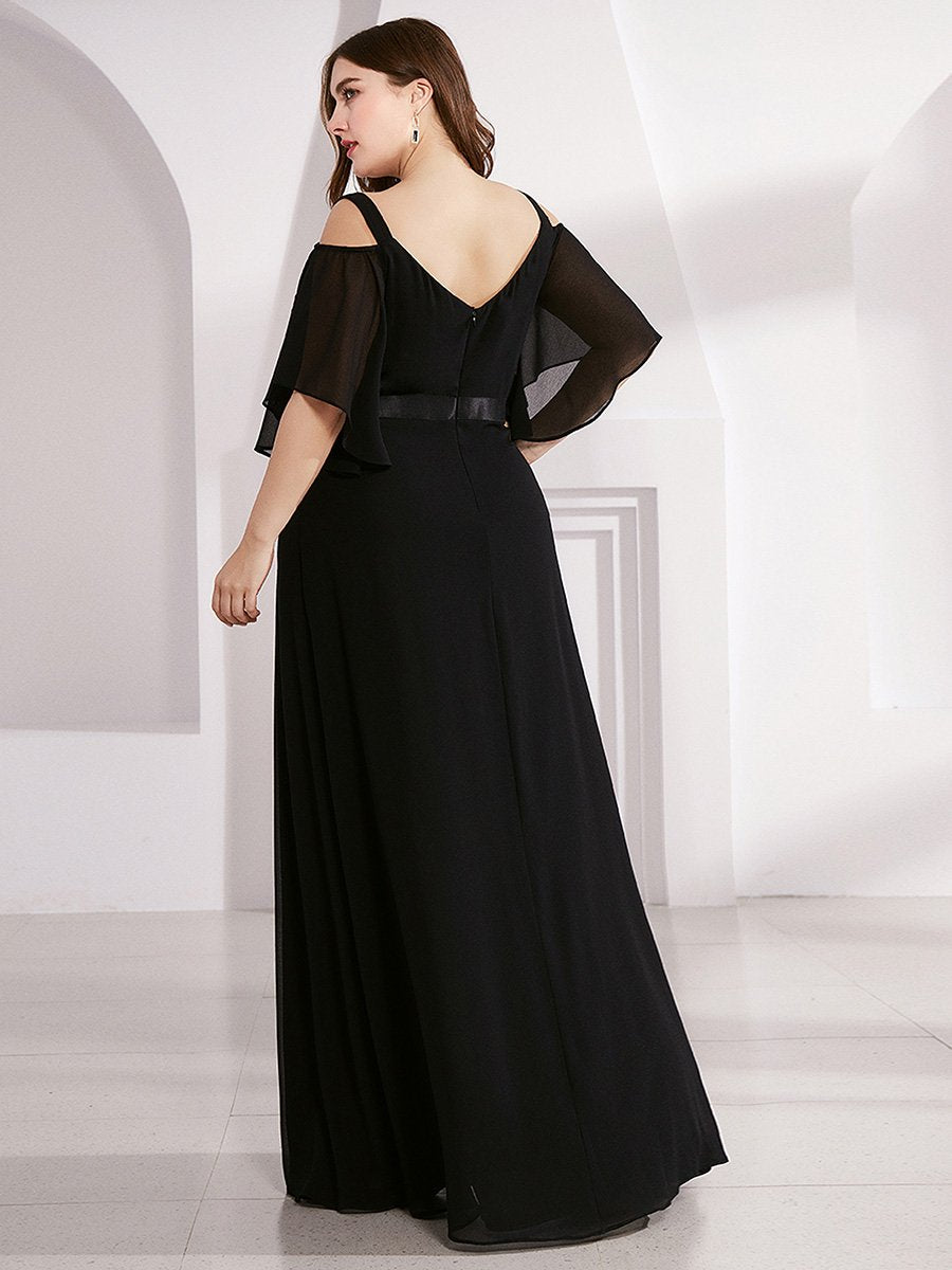 Color=Black | Women'S A-Line Off Shoulder Floor Length Bridesmaid Dresses Ep07871-Black 7