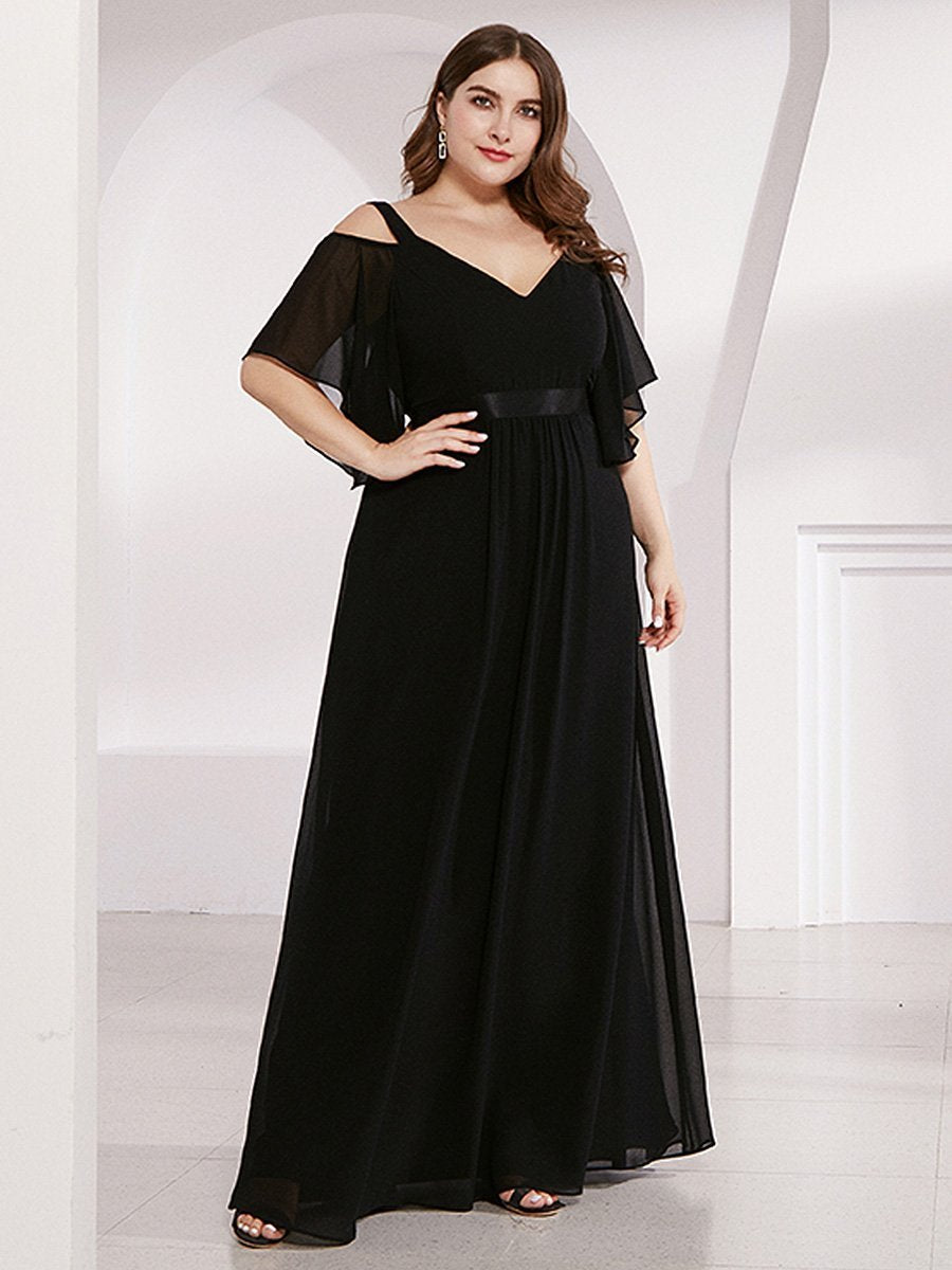 Color=Black | Women'S A-Line Off Shoulder Floor Length Bridesmaid Dresses Ep07871-Black 8