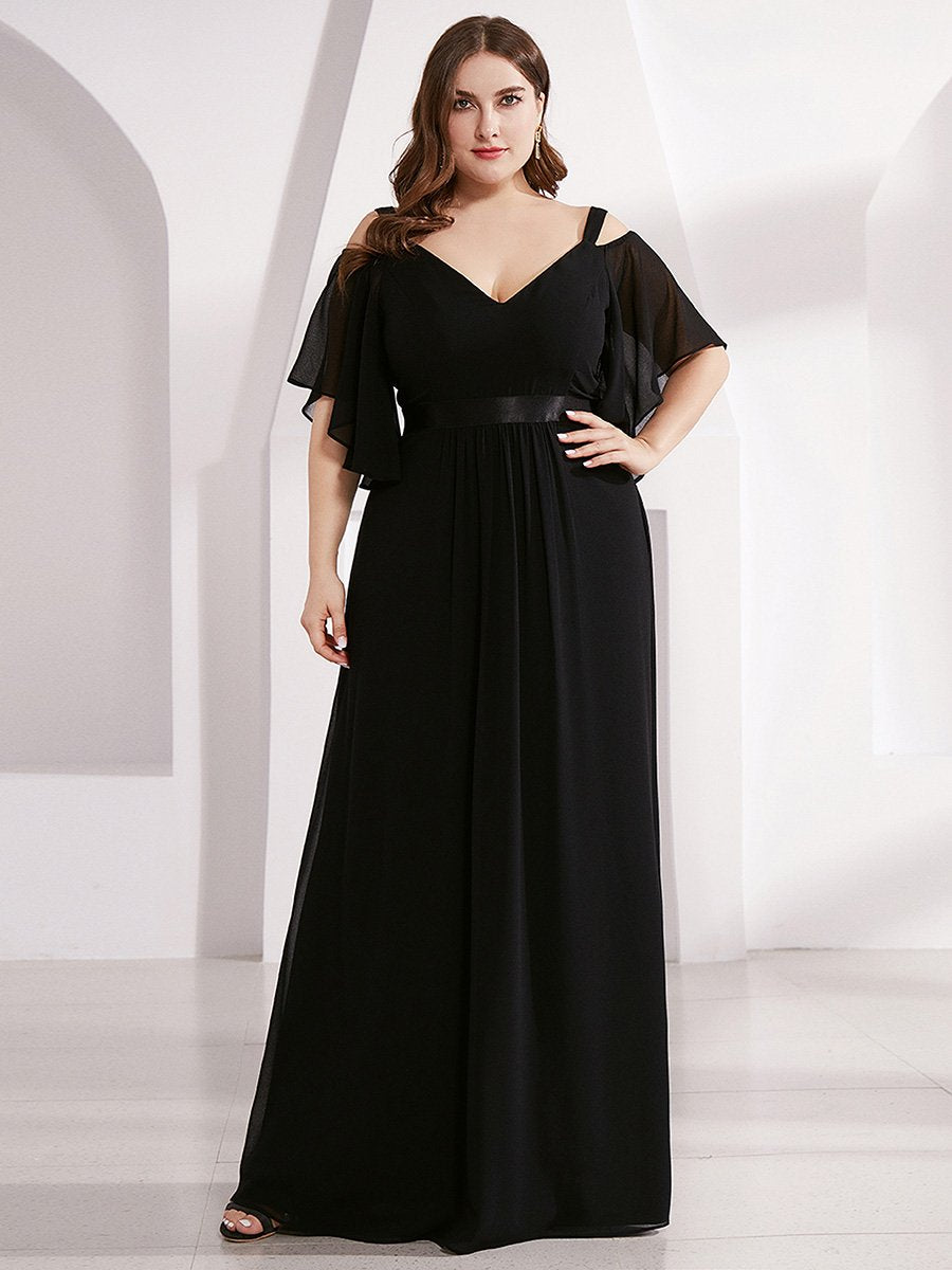 Color=Black | Women'S A-Line Off Shoulder Floor Length Bridesmaid Dresses Ep07871-Black 6