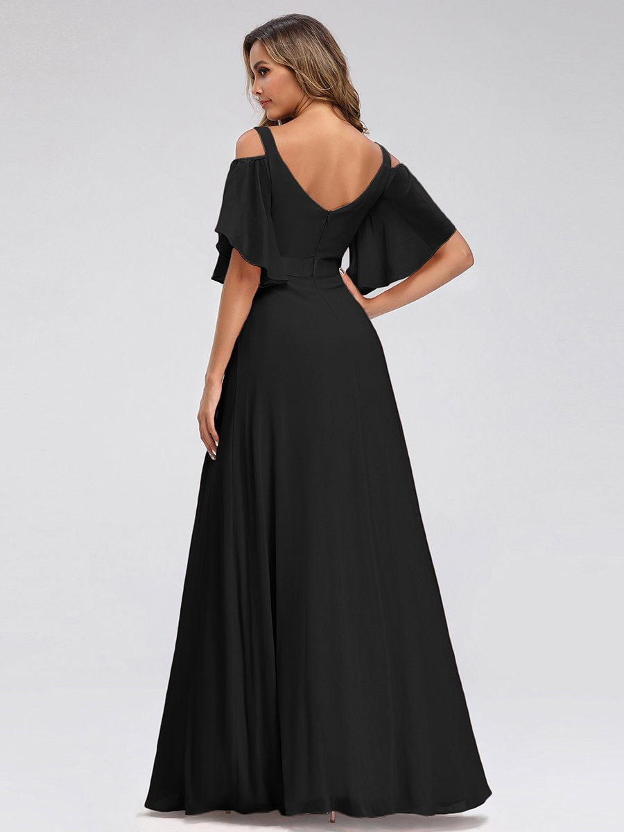 Color=Black | Women'S A-Line Off Shoulder Floor Length Bridesmaid Dresses Ep07871-Black 2
