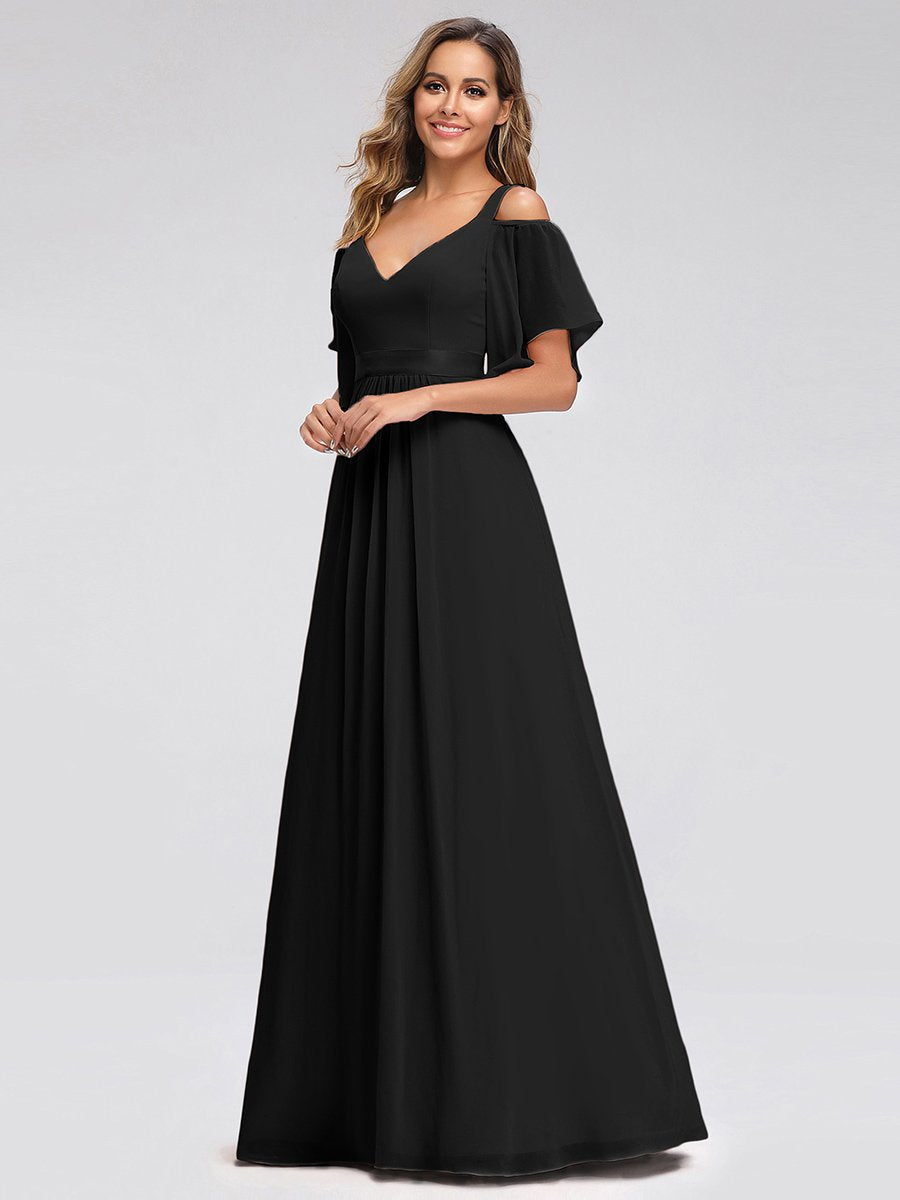 Color=Black | Women'S A-Line Off Shoulder Floor Length Bridesmaid Dresses Ep07871-Black 3
