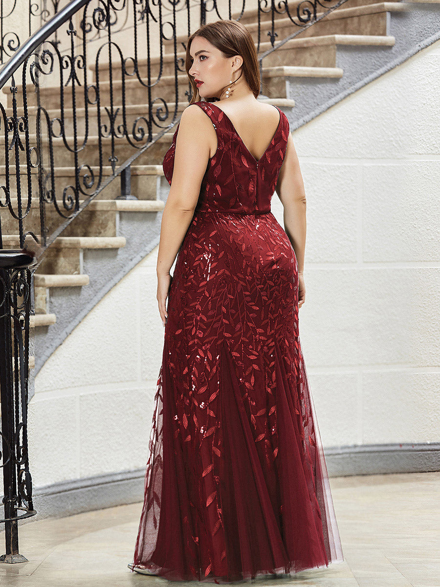 Color=Burgundy | plus-size-sequin-fishtail-wholesaleevening-dresses-for-women-epp7886-Burgundy 2