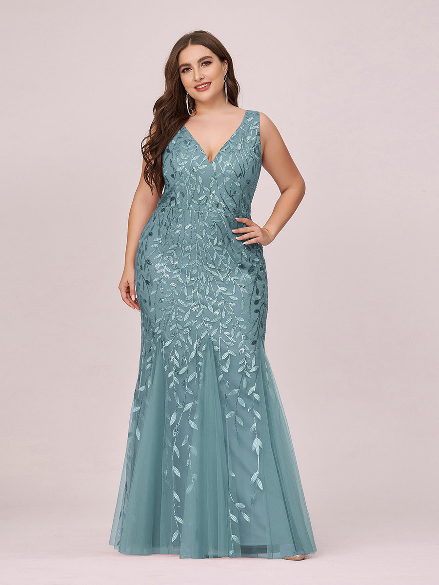 Color=Dusty Blue | plus-size-sequin-fishtail-wholesaleevening-dresses-for-women-epp7886-Dusty Blue 3