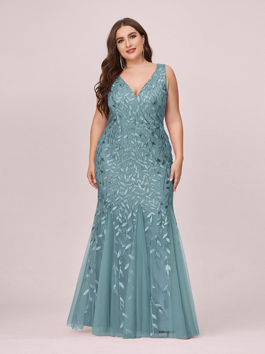 Color=Dusty Blue | plus-size-sequin-fishtail-wholesaleevening-dresses-for-women-epp7886-Dusty Blue 4