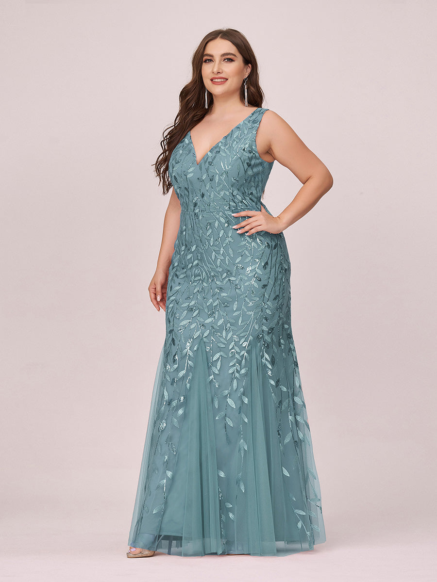 Color=Dusty Blue | plus-size-sequin-fishtail-wholesaleevening-dresses-for-women-epp7886-Dusty Blue 1