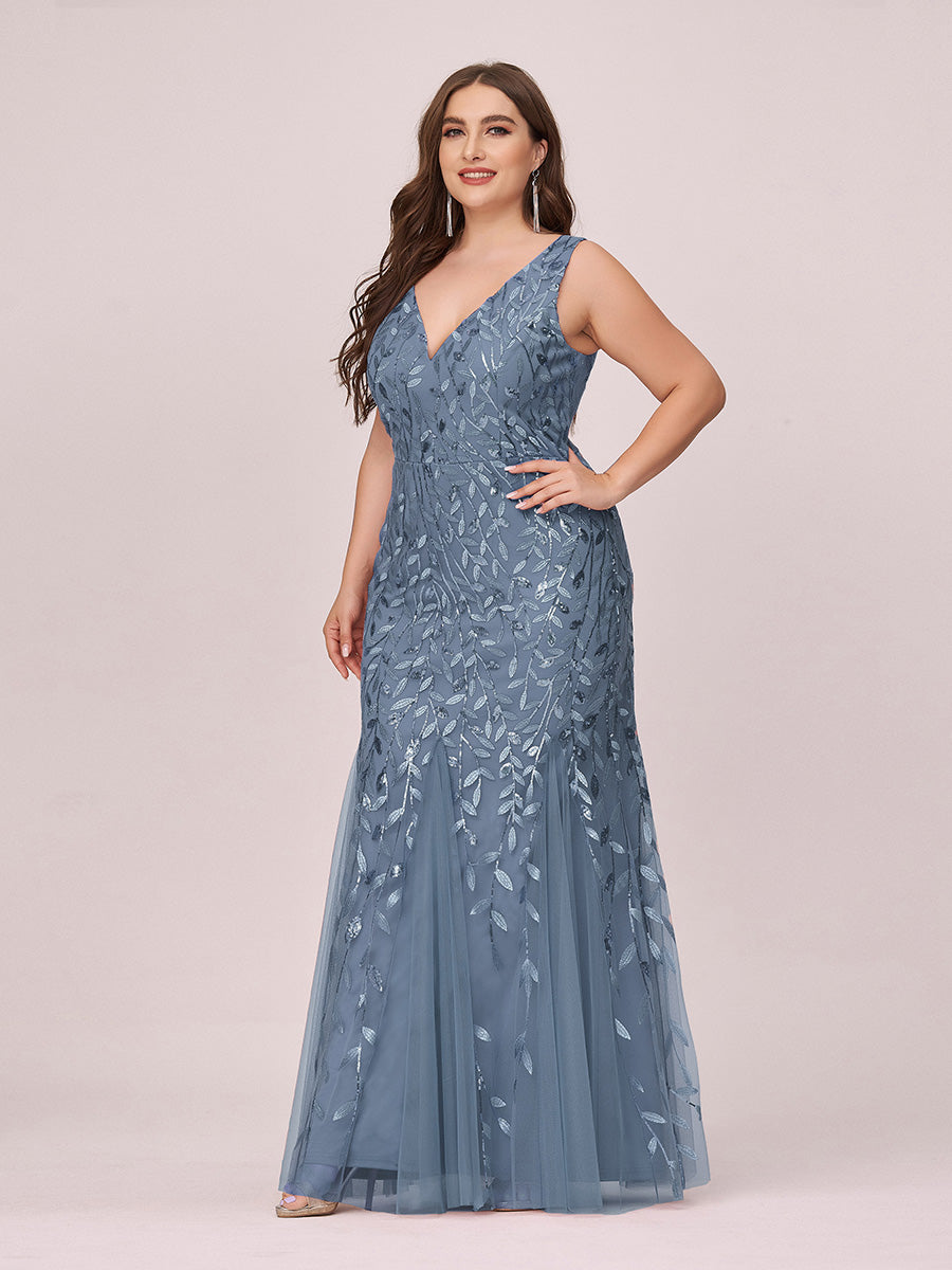 Color=Dusty Navy | plus-size-sequin-fishtail-wholesaleevening-dresses-for-women-epp7886-Dusty Navy 3