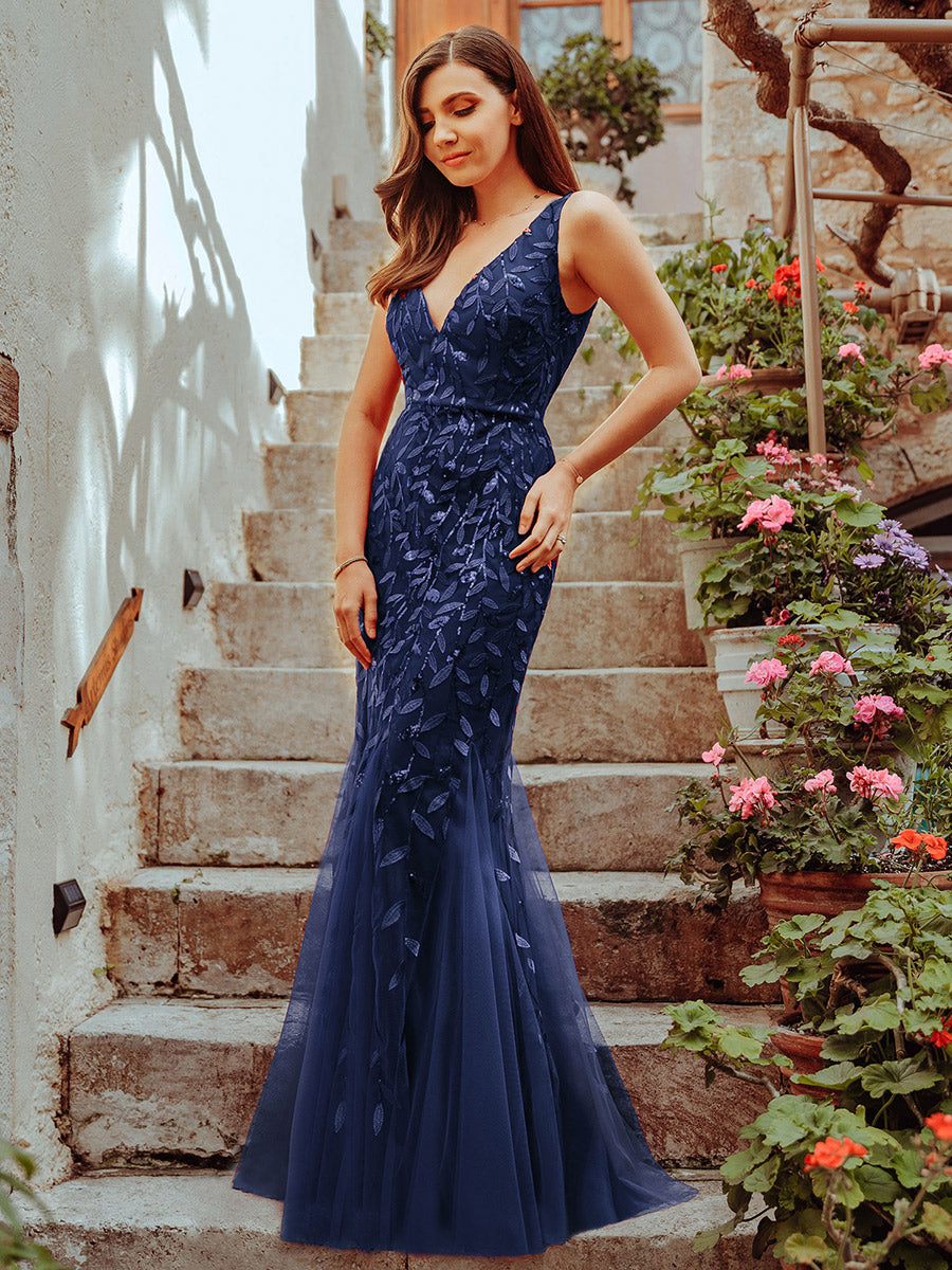 Color=Navy Blue | classic-fishtail-sequin-wholesale-evening-dresses-for-women-ep07886-Navy Blue 4