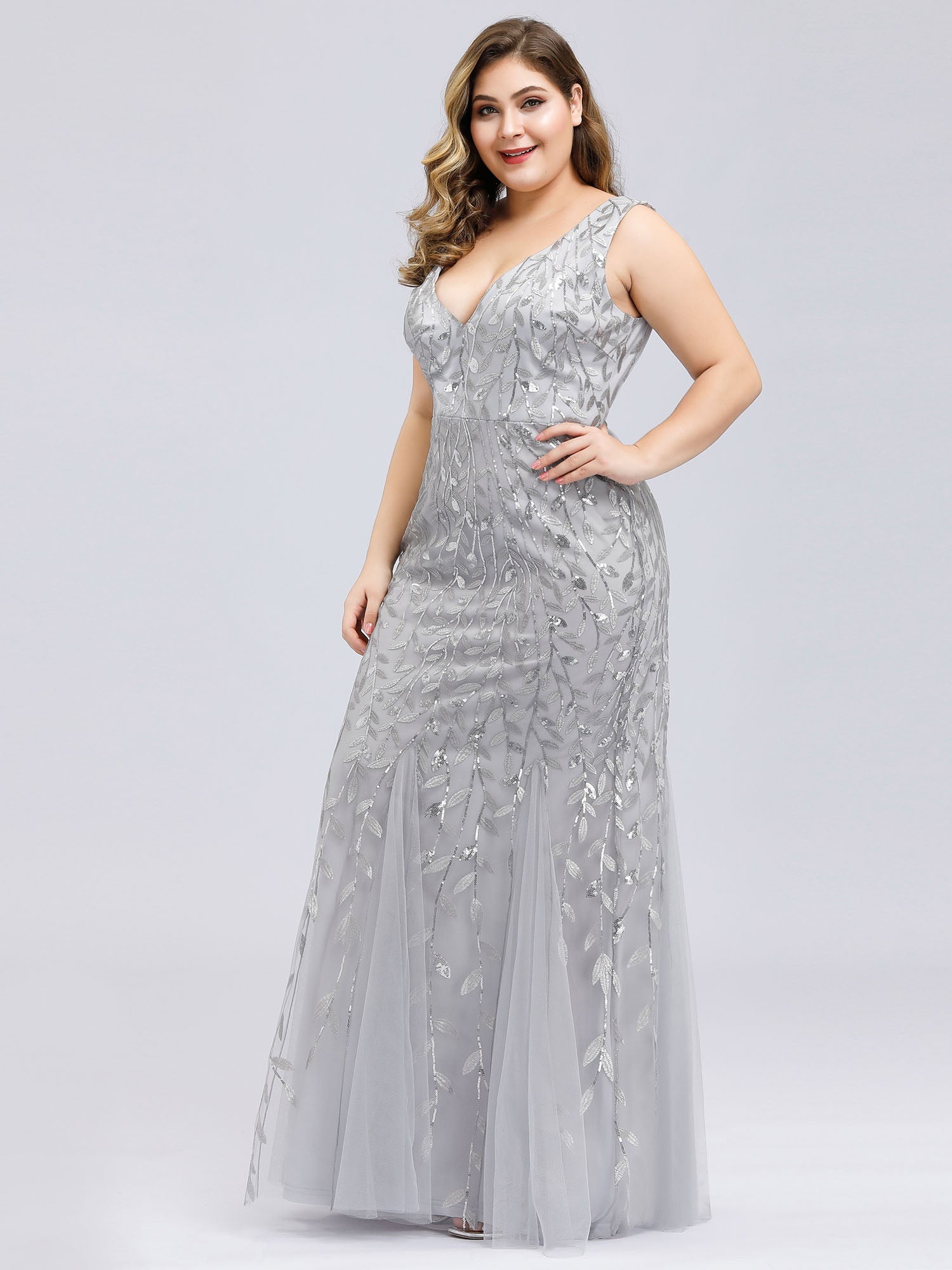 Color=Silver | plus-size-sequin-fishtail-wholesaleevening-dresses-for-women-epp7886-Silver 3