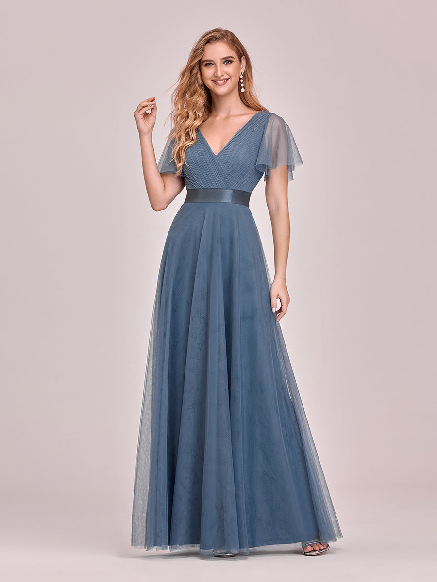 Women's V-Neck A-Line Floor-Length Wholesale Bridesmaid Dresses