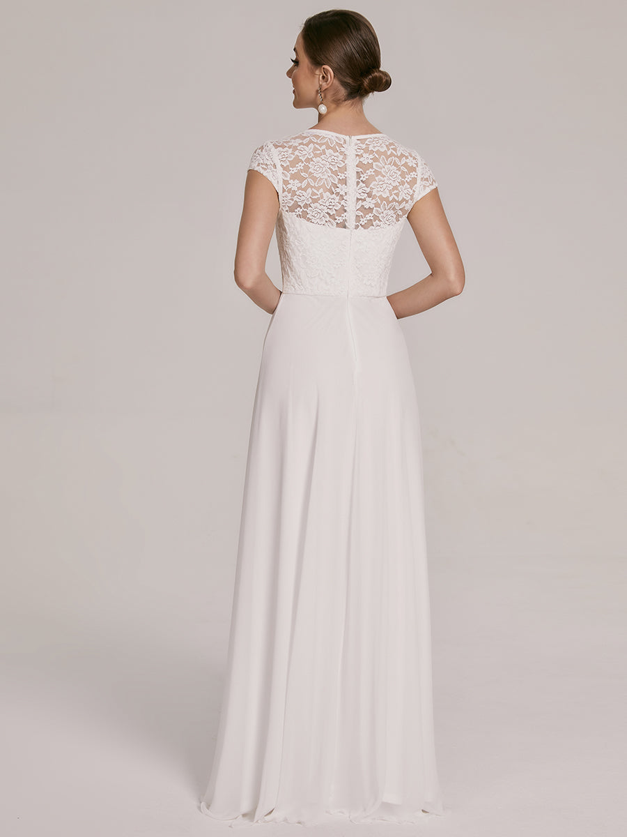 Color=Cream | Sweetheart Floral Lace Wholesale Wedding Guest Dress-Cream 2