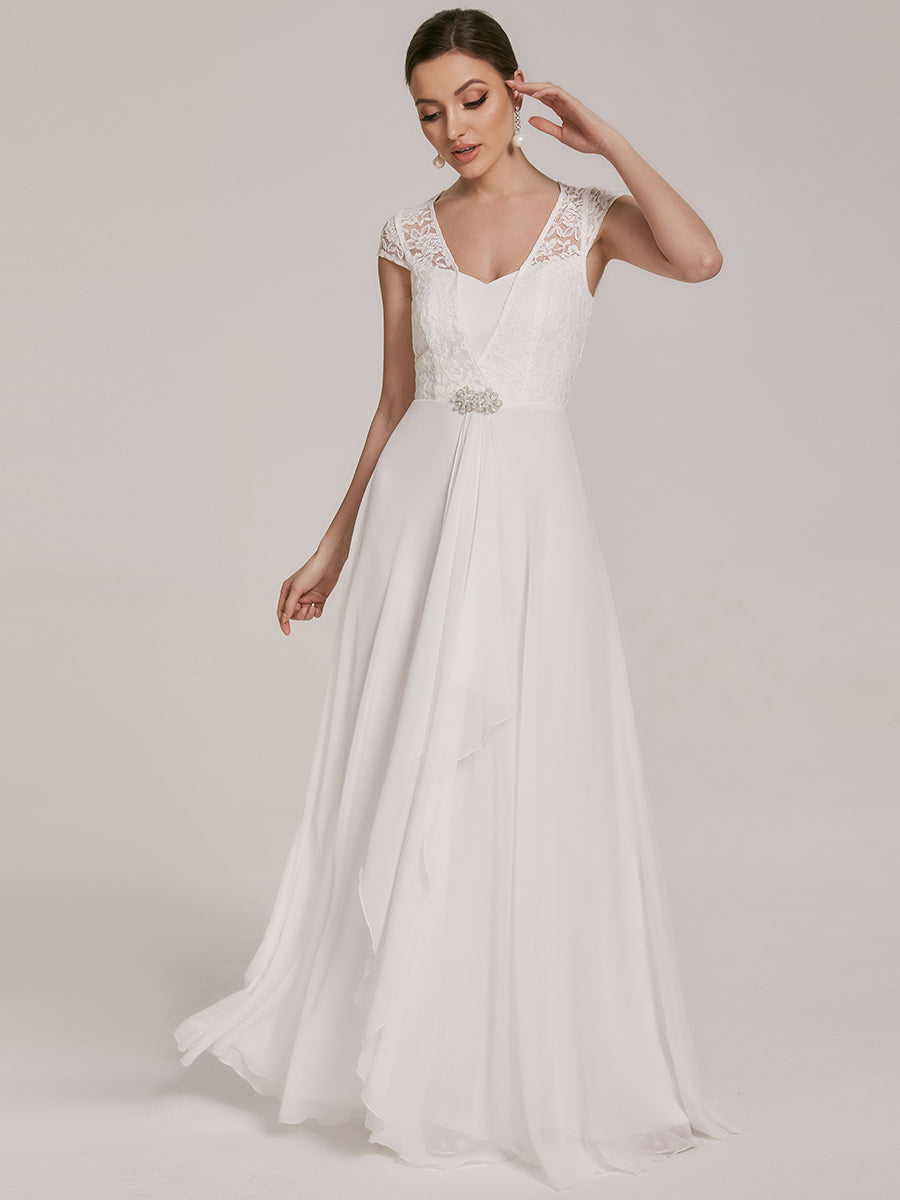 Color=Cream | Sweetheart Floral Lace Wholesale Wedding Guest Dress-Cream 3