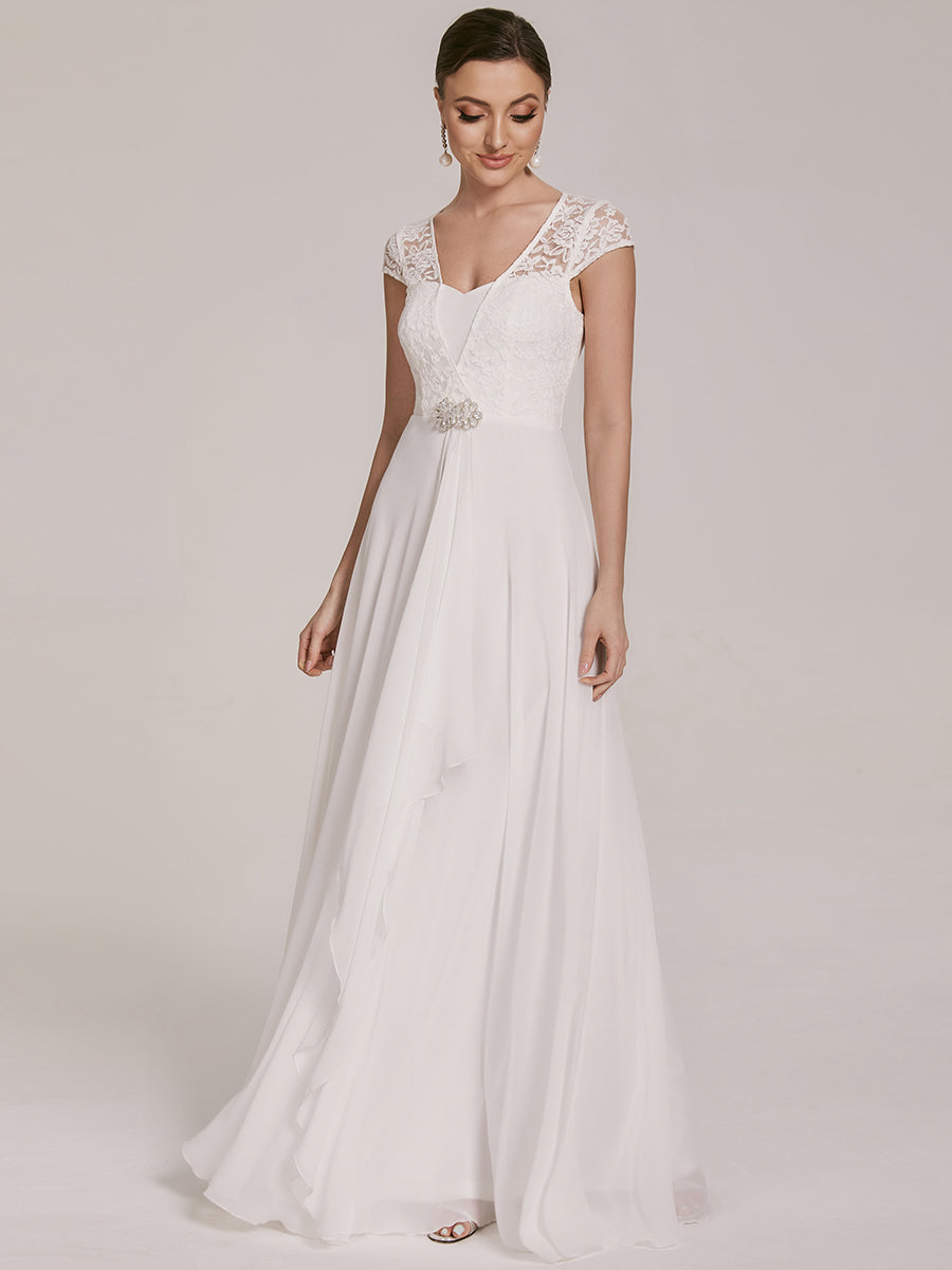 Color=Cream | Sweetheart Floral Lace Wholesale Wedding Guest Dress-Cream 4