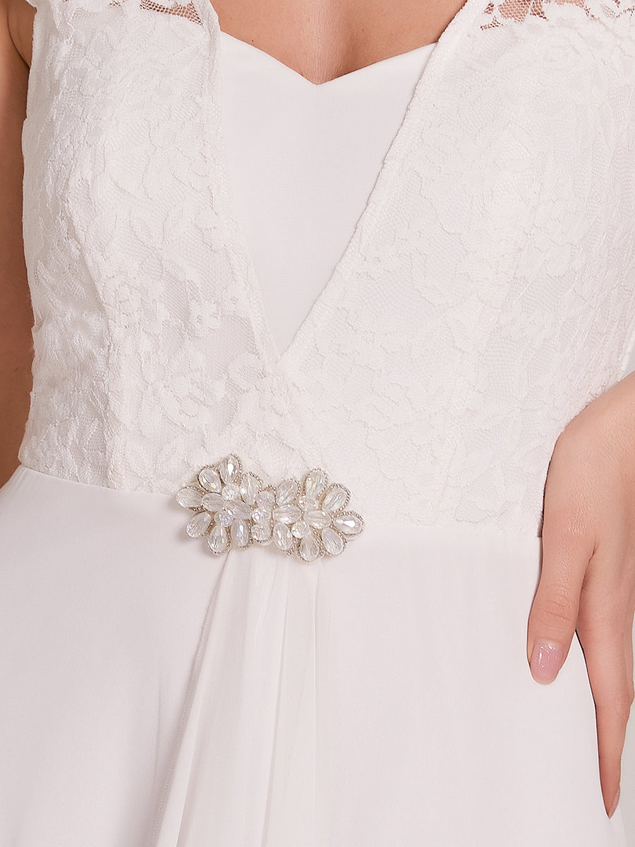Color=Cream | Sweetheart Floral Lace Wholesale Wedding Guest Dress-Cream 5