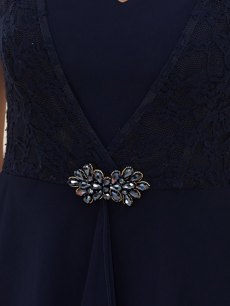 Color=Navy Blue | Sweetheart Floral Lace Wholesale Wedding Guest Dress-Navy Blue 5