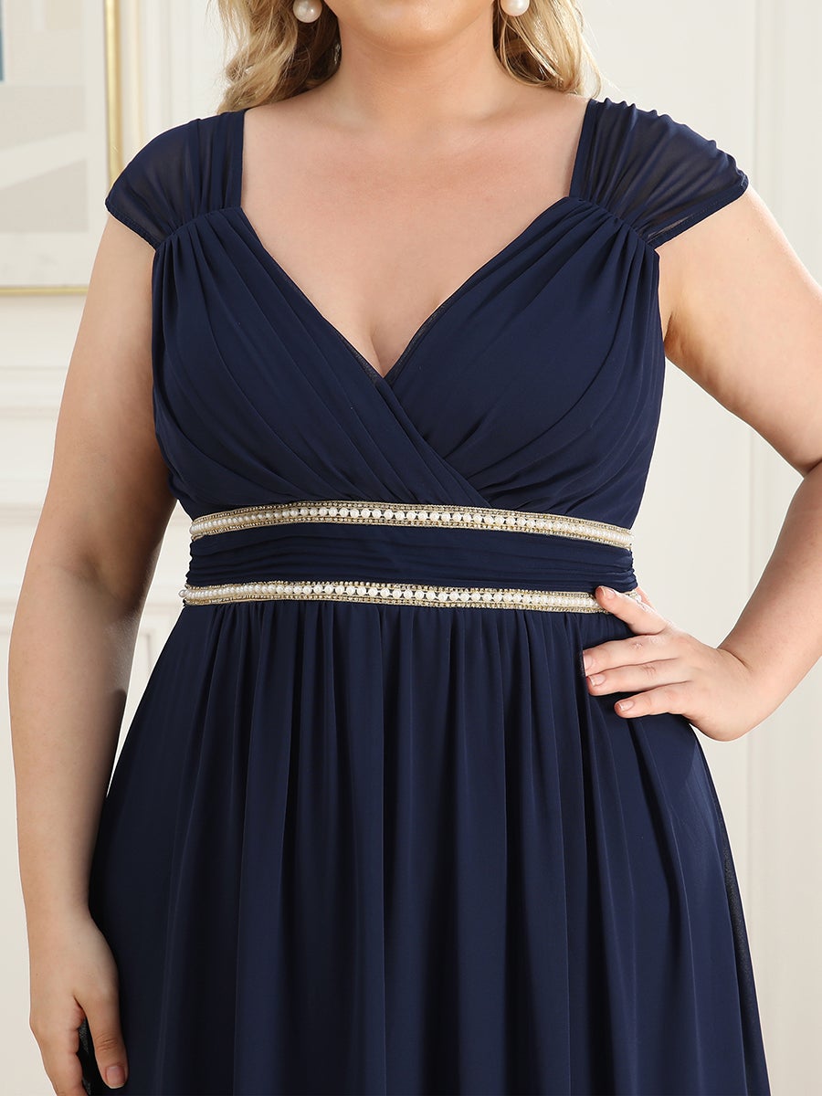 Color=Navy Blue | Sleeveless Floor Length V Neck Wholesale Bridesmaid dresses-Navy Blue 5