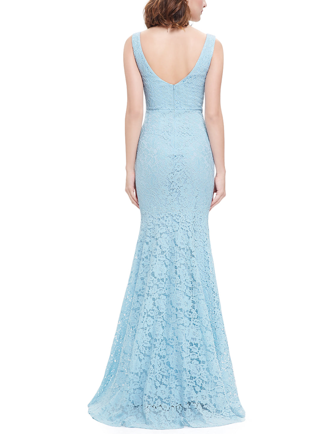 Color=Sky Blue | Women'S Sexy V-Neck Long Fishtail Evening Dress Ep08838-Sky Blue 2