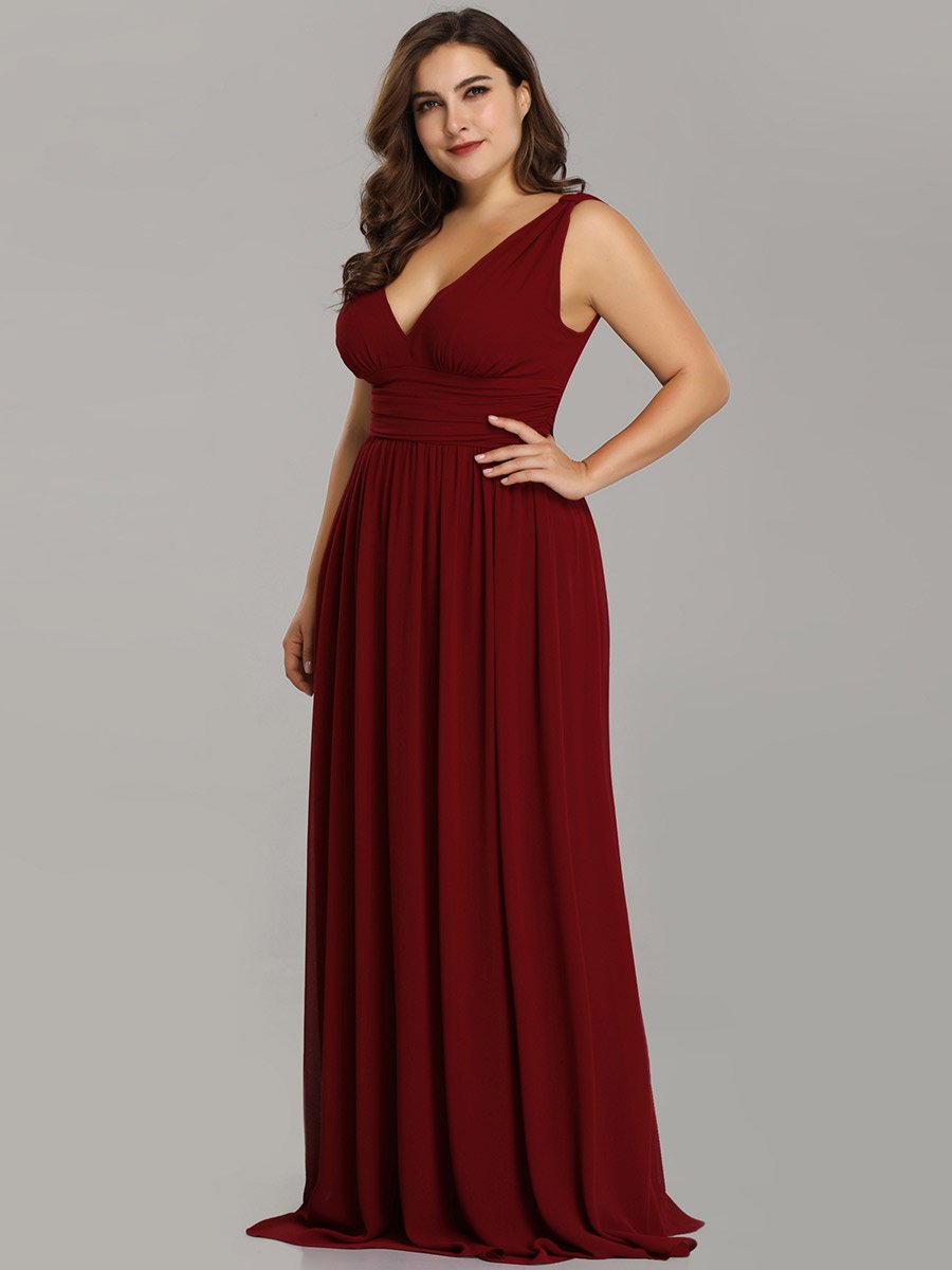 Color=Burgundy | double-v-neck-maxi-long-wholesale-plus-size-evening-dresses-epp9016-Burgundy 3