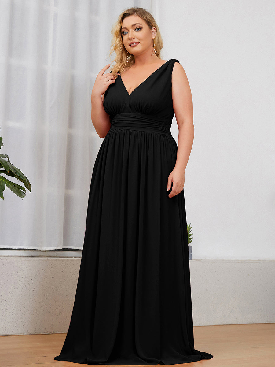 Color=Black | double-v-neck-maxi-long-wholesale-plus-size-evening-dresses-epp9016-Black  3