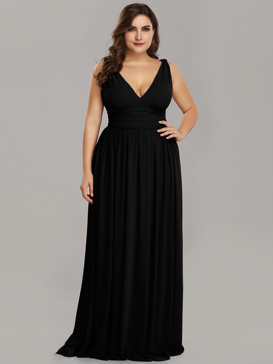 Color=Black | double-v-neck-maxi-long-wholesale-plus-size-evening-dresses-epp9016-Black  6