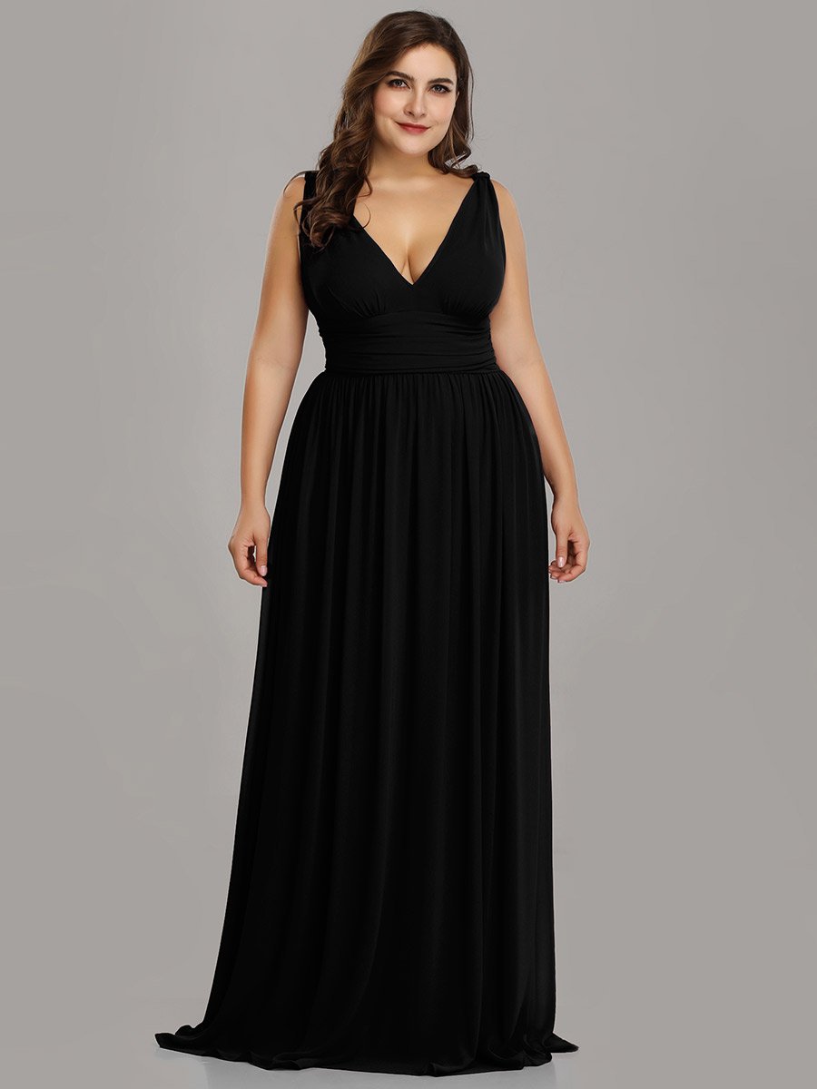 Color=Black | double-v-neck-maxi-long-wholesale-plus-size-evening-dresses-epp9016-Black  5