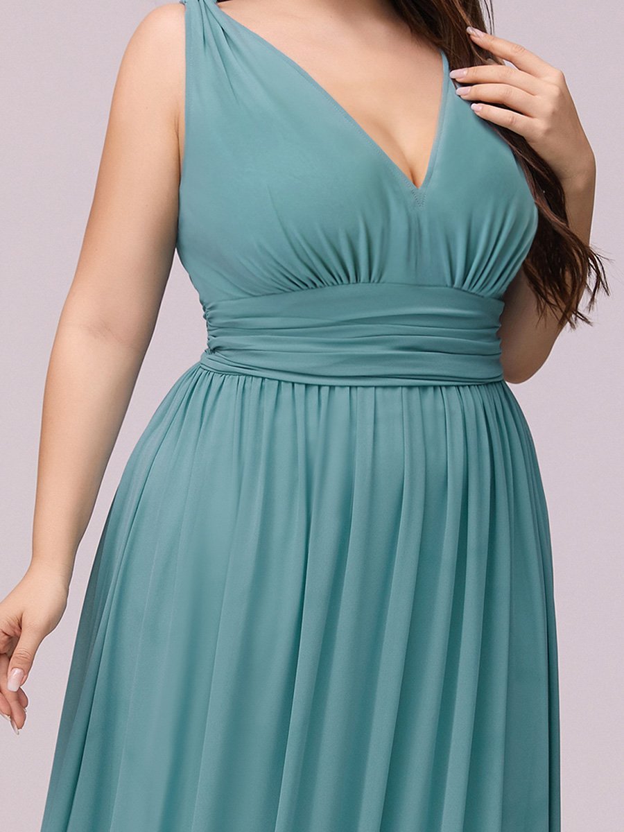 Color=Dusty Blue | double-v-neck-maxi-long-wholesale-plus-size-evening-dresses-epp9016-Dusty Blue 5