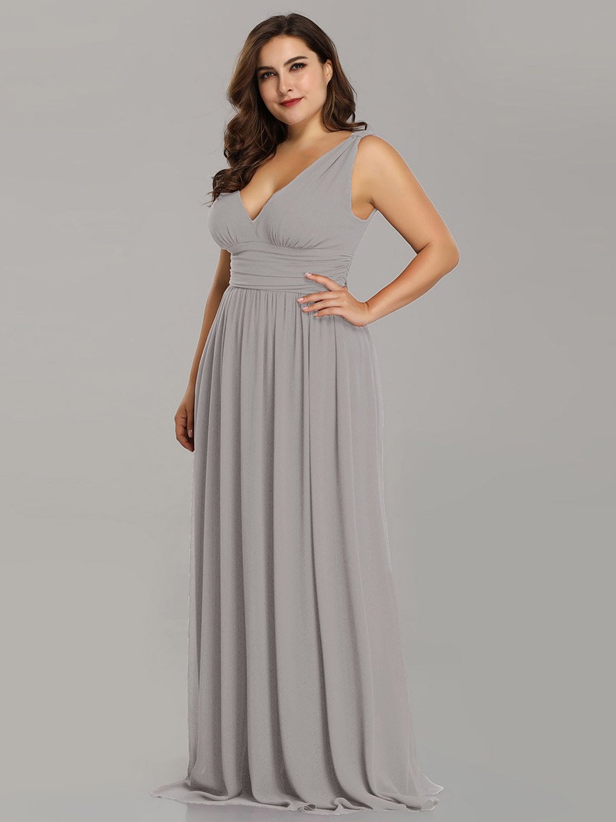 Color=Grey | double-v-neck-maxi-long-wholesale-plus-size-evening-dresses-epp9016-Grey 3