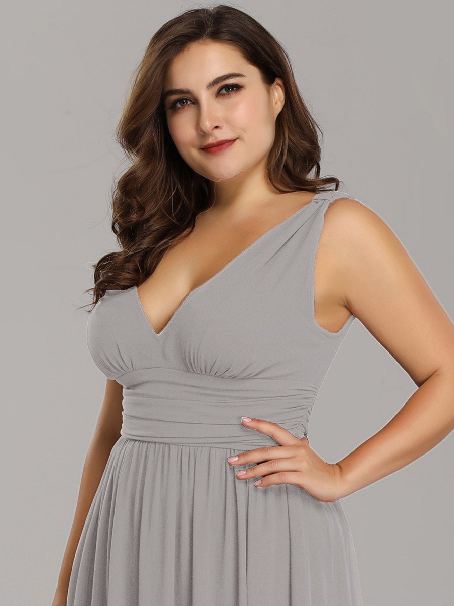 Color=Grey | double-v-neck-maxi-long-wholesale-plus-size-evening-dresses-epp9016-Grey 5