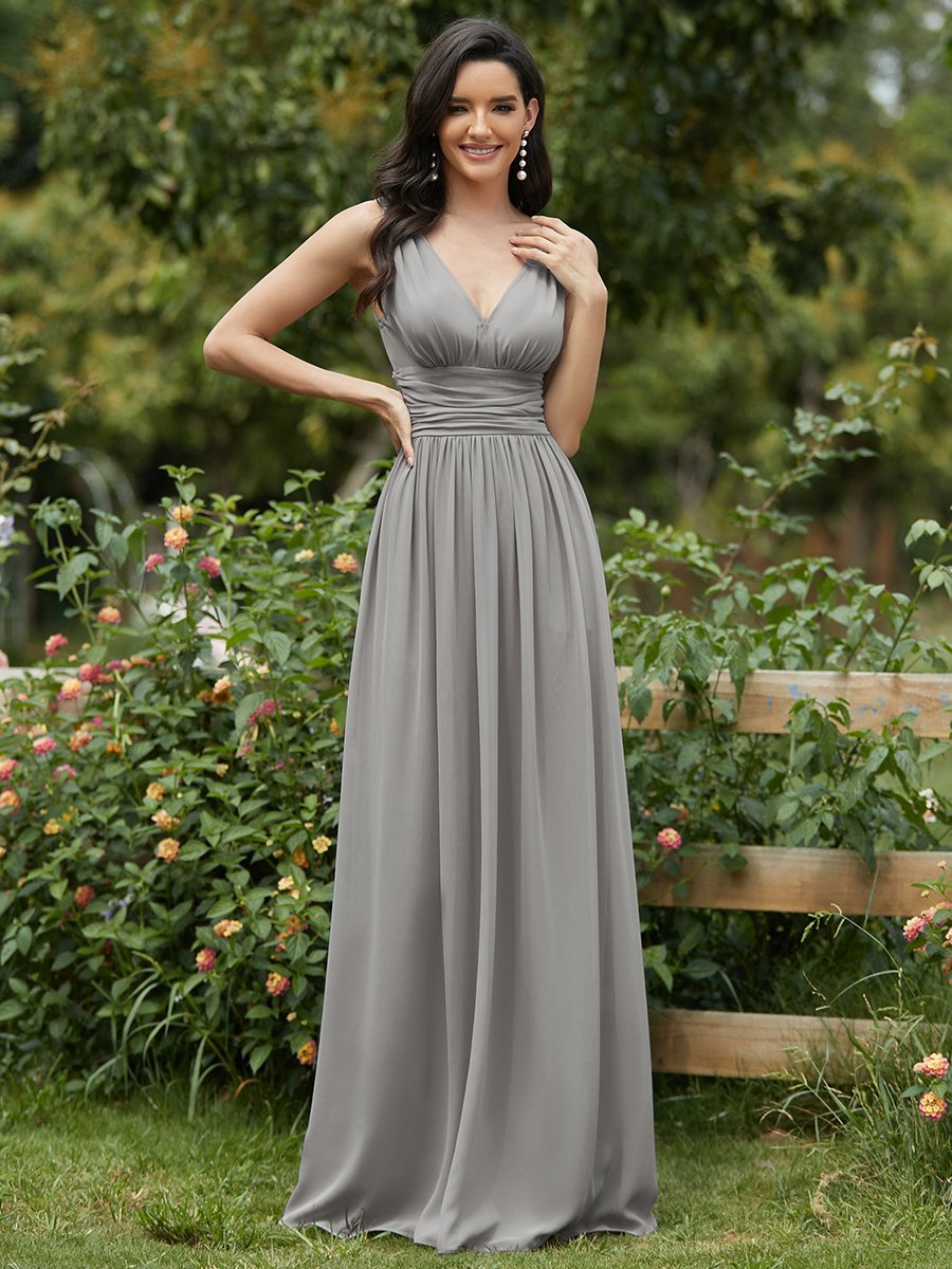 Custom Size Double V-Neck Elegant Maxi Long Wholesale Evening Dresses