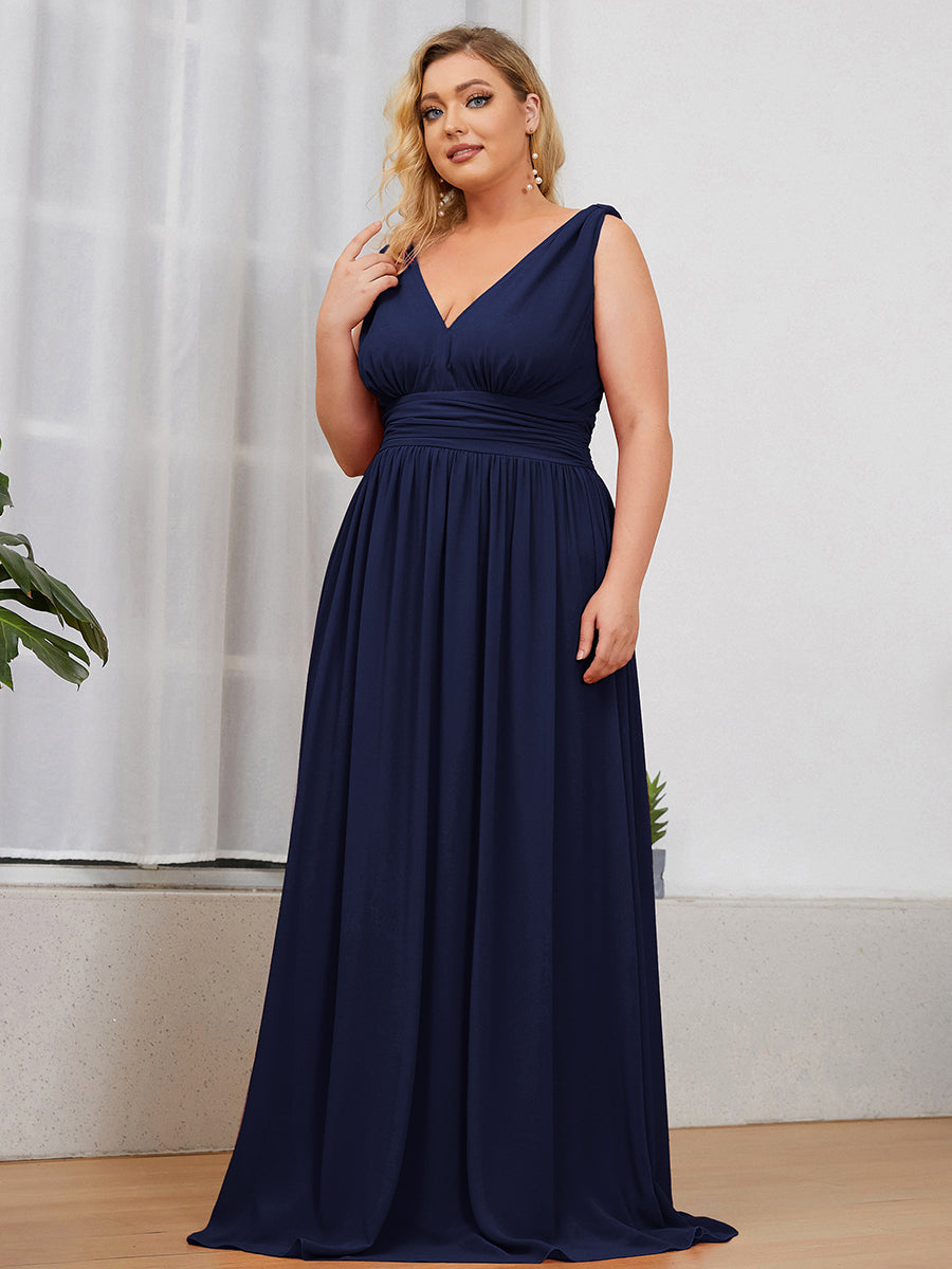 Color=Navy Blue | double-v-neck-maxi-long-wholesale-plus-size-evening-dresses-epp9016-Navy Blue  3