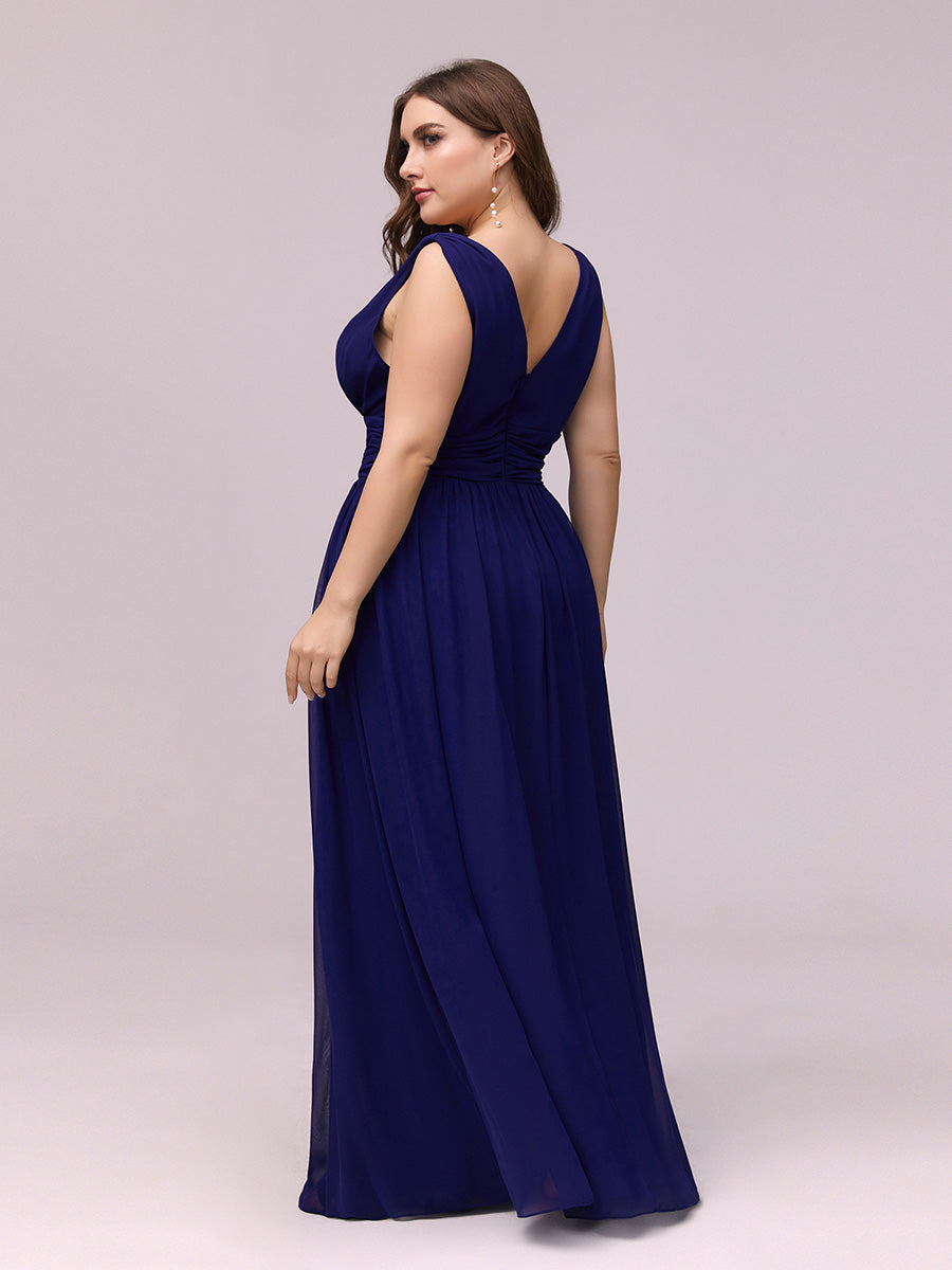 Color=Royal Blue | double-v-neck-maxi-long-wholesale-plus-size-evening-dresses-epp9016-Royal Blue 2