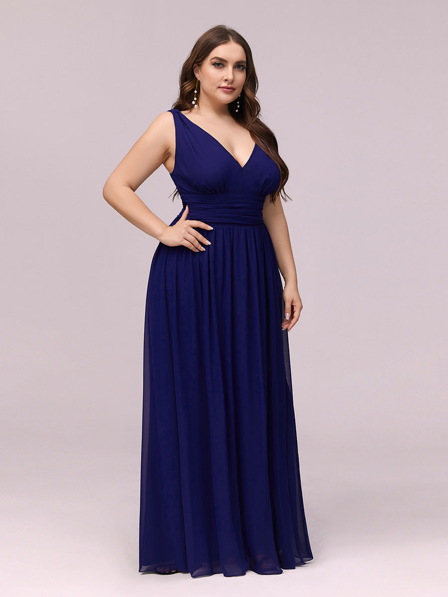 Color=Royal Blue | double-v-neck-maxi-long-wholesale-plus-size-evening-dresses-epp9016-Royal Blue 3