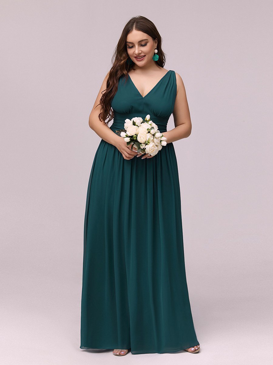 Color=Teal | double-v-neck-maxi-long-wholesale-plus-size-evening-dresses-epp9016-Teal 4