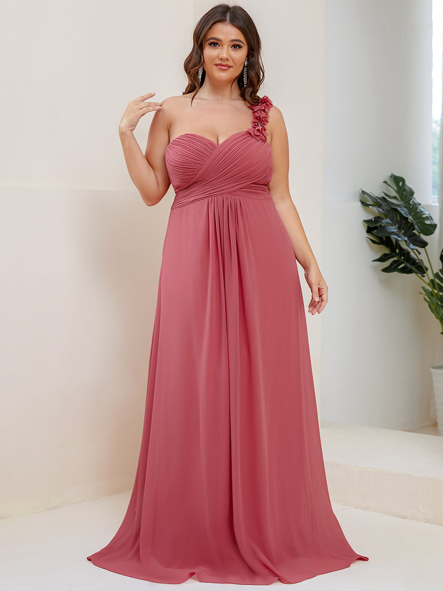 One Shoulder Plus Size Wholesale Chiffon Bridesmaid Dresses