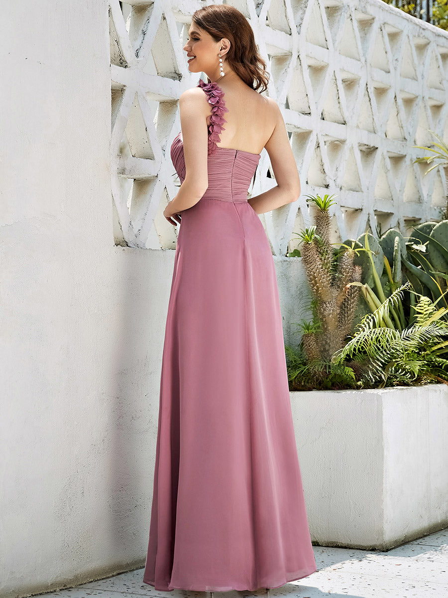 Color=Orchid | Maxi Long One Shoulder Chiffon Bridesmaid Dresses for Wholesale-Orchid 3
