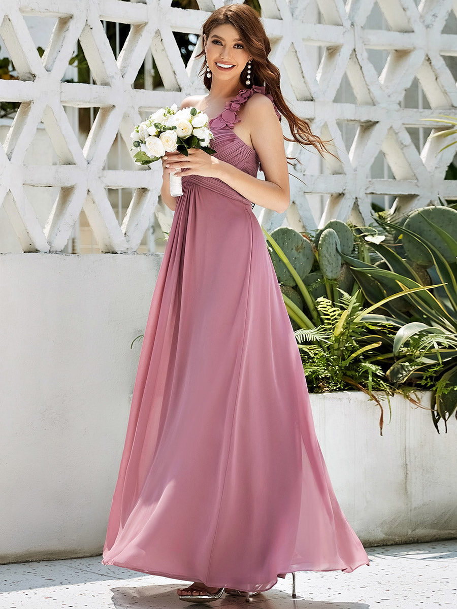 Color=Orchid | Maxi Long One Shoulder Chiffon Bridesmaid Dresses for Wholesale-Orchid 6