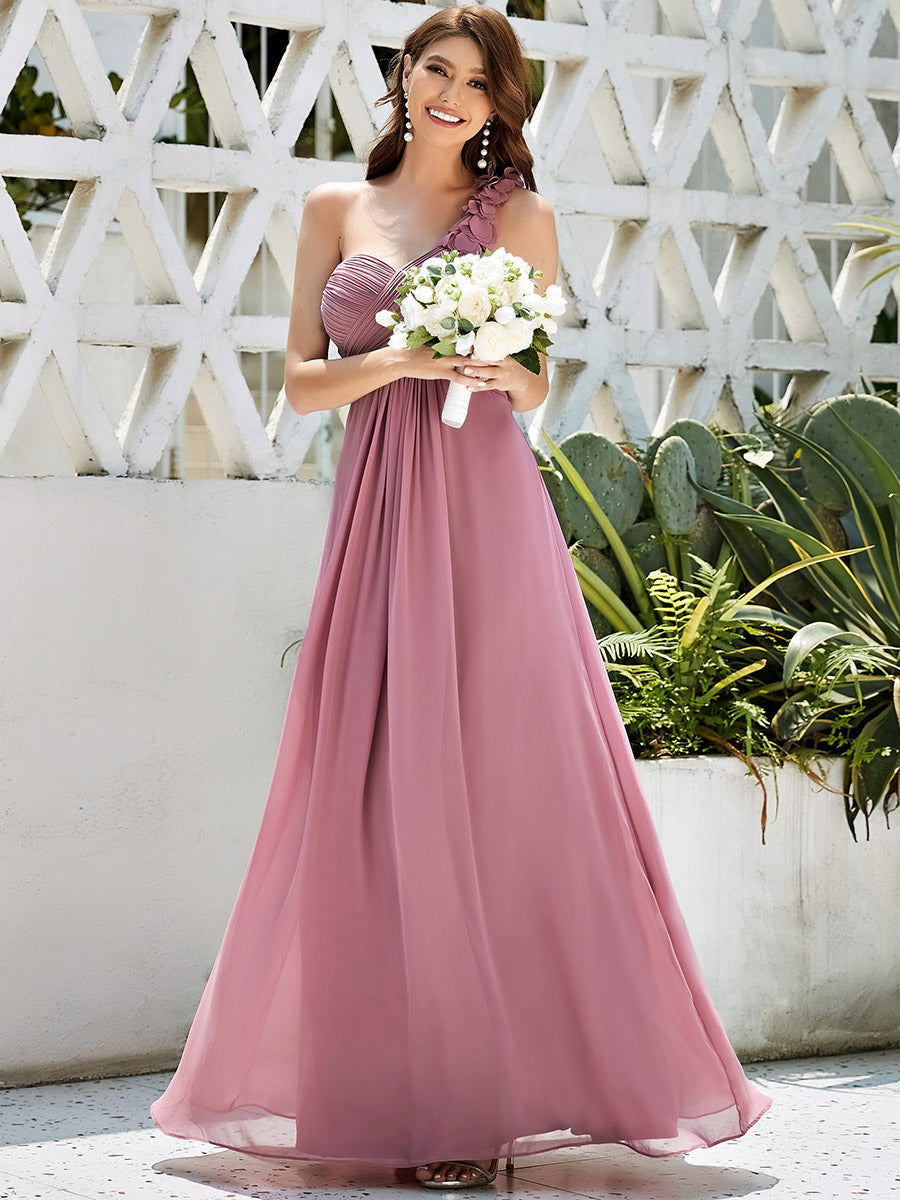 Color=Orchid | Maxi Long One Shoulder Chiffon Bridesmaid Dresses for Wholesale-Orchid 7
