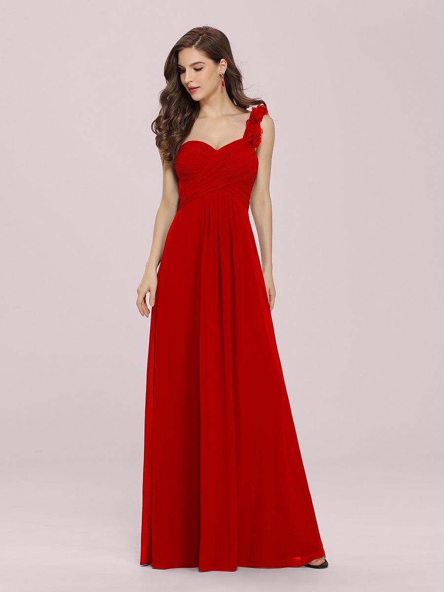 Color=Red | Maxi Long One Shoulder Chiffon Bridesmaid Dresses for Wholesale-Red 3