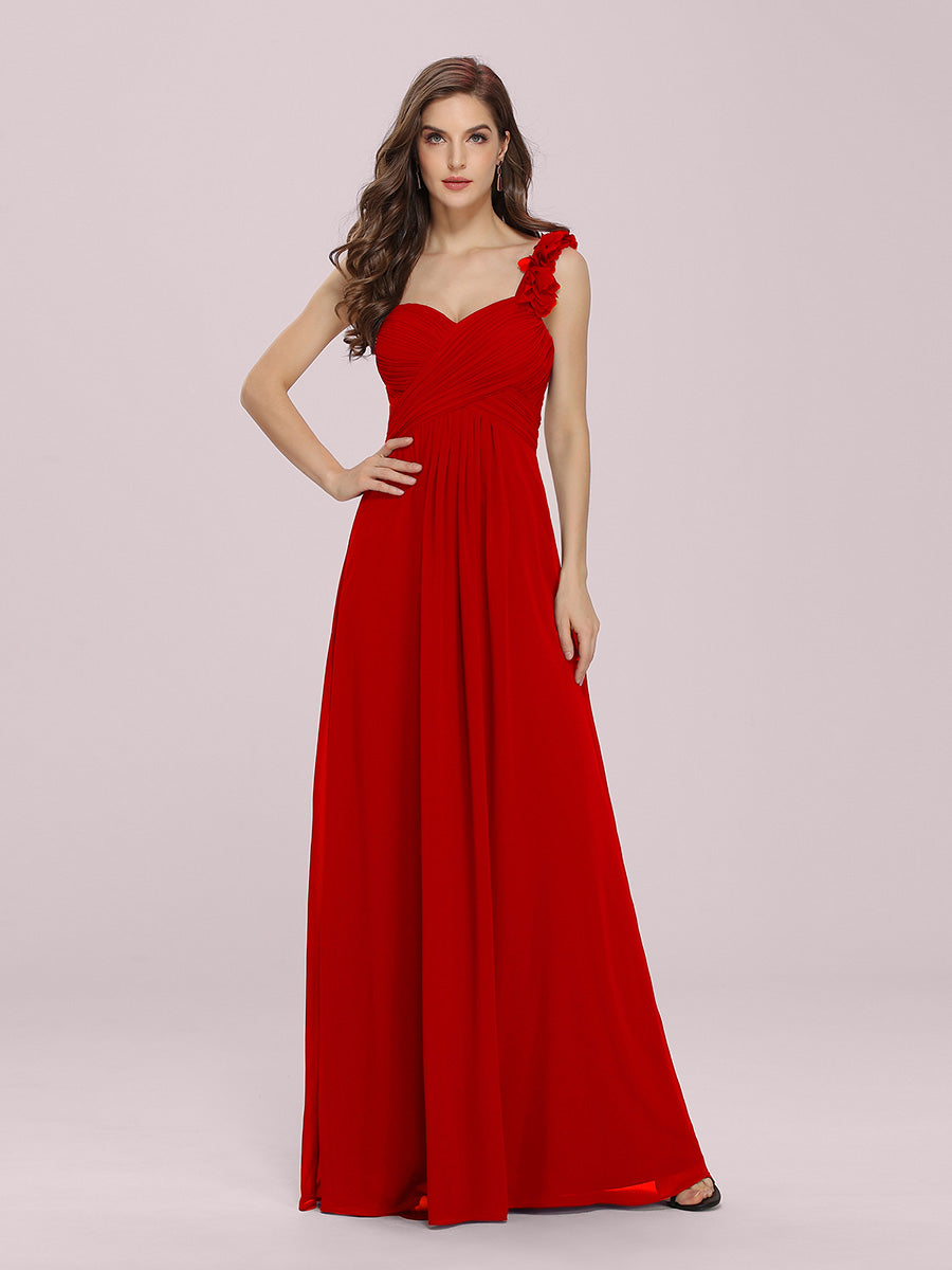 Color=Red | Maxi Long One Shoulder Chiffon Bridesmaid Dresses for Wholesale-Red 1
