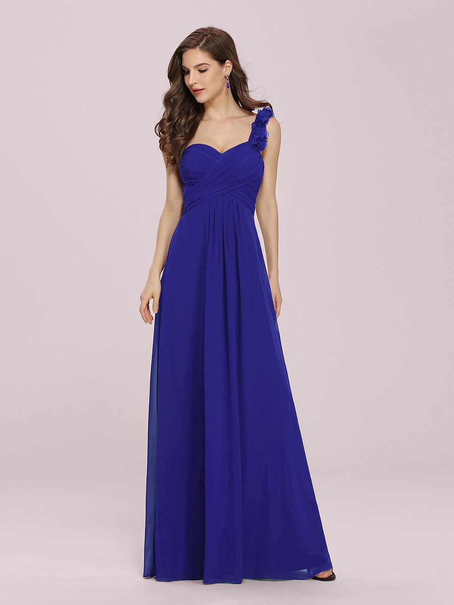 Color=Sapphire Blue | Maxi Long One Shoulder Chiffon Bridesmaid Dresses for Wholesale-Sapphire Blue 3
