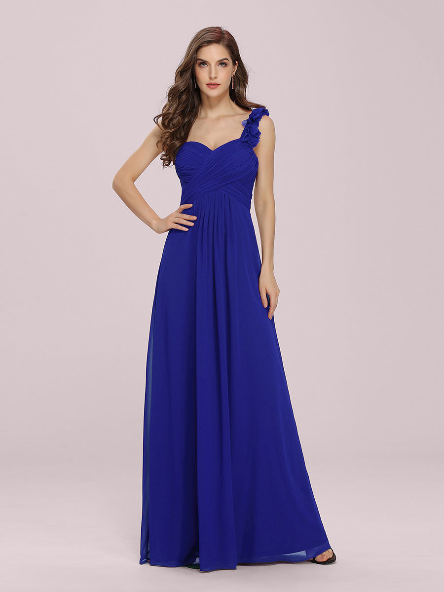 Color=Sapphire Blue | Maxi Long One Shoulder Chiffon Bridesmaid Dresses for Wholesale-Sapphire Blue 1