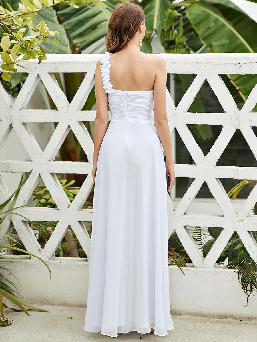 Color=White | Maxi Long One Shoulder Chiffon Bridesmaid Dresses for Wholesale-White 2