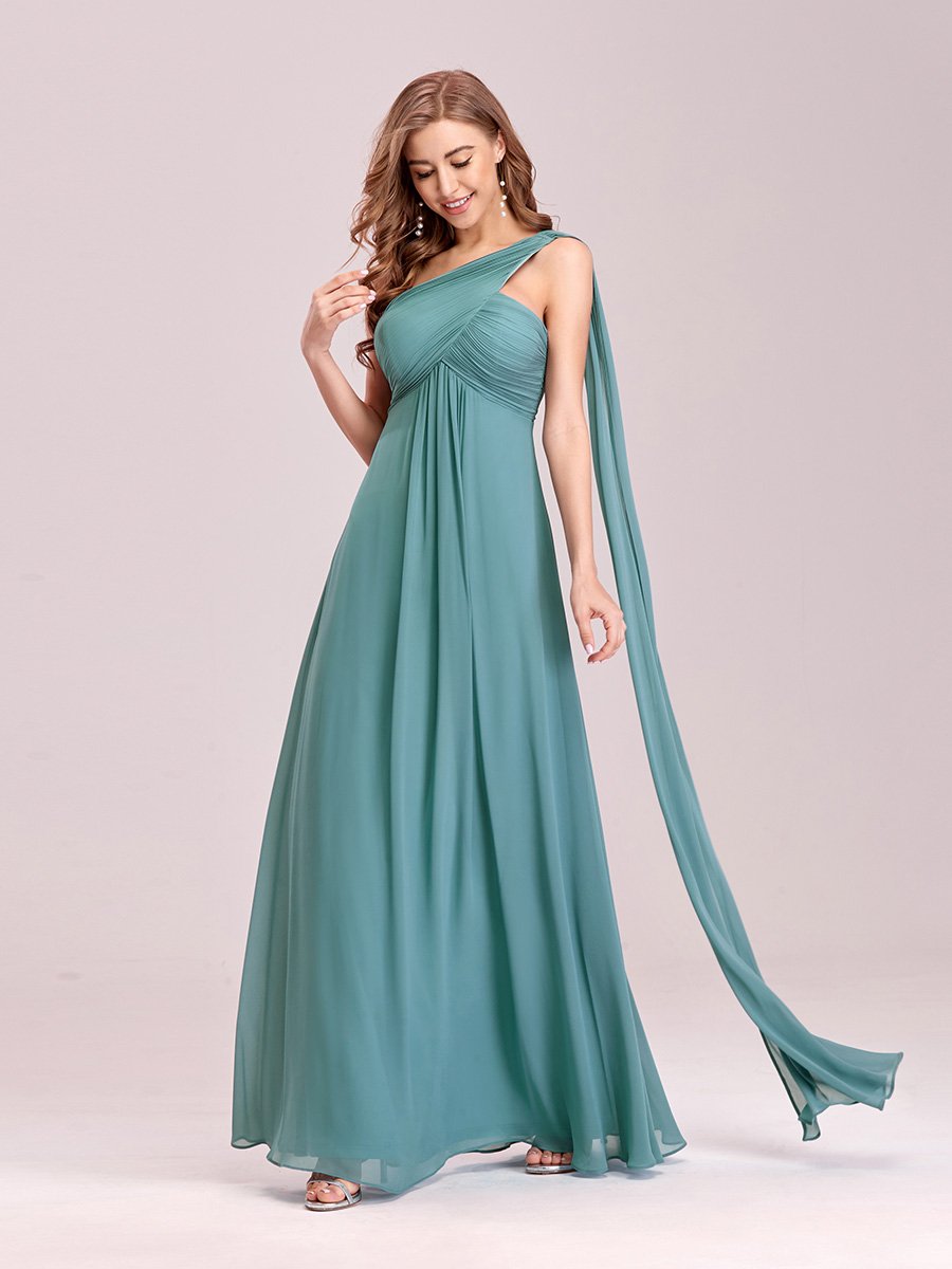 Color=Dusty Blue | One Shoulder Chiffon Ruffles Long Evening Dresses for Wholesale-Dusty Blue 1