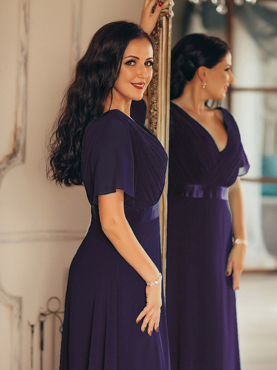 Color=Dark Purple | Glamorous Double V-Neck Ruffles Padded Wholesale Evening Dresses-Dark Purple 6