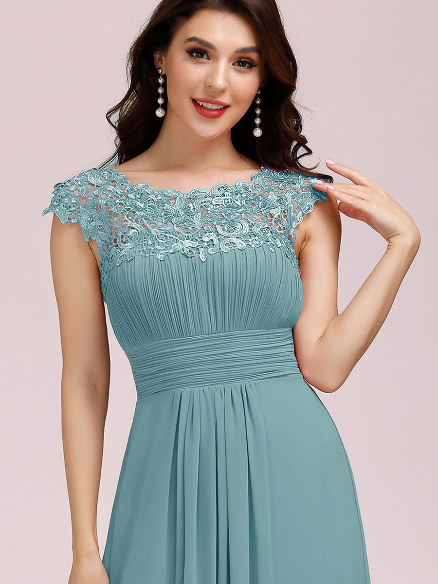 Color=Dusty Blue | lacey-neckline-open-back-ruched-bust-wholesale-evening-dresses-ep09993-2-Dusty Blue 5