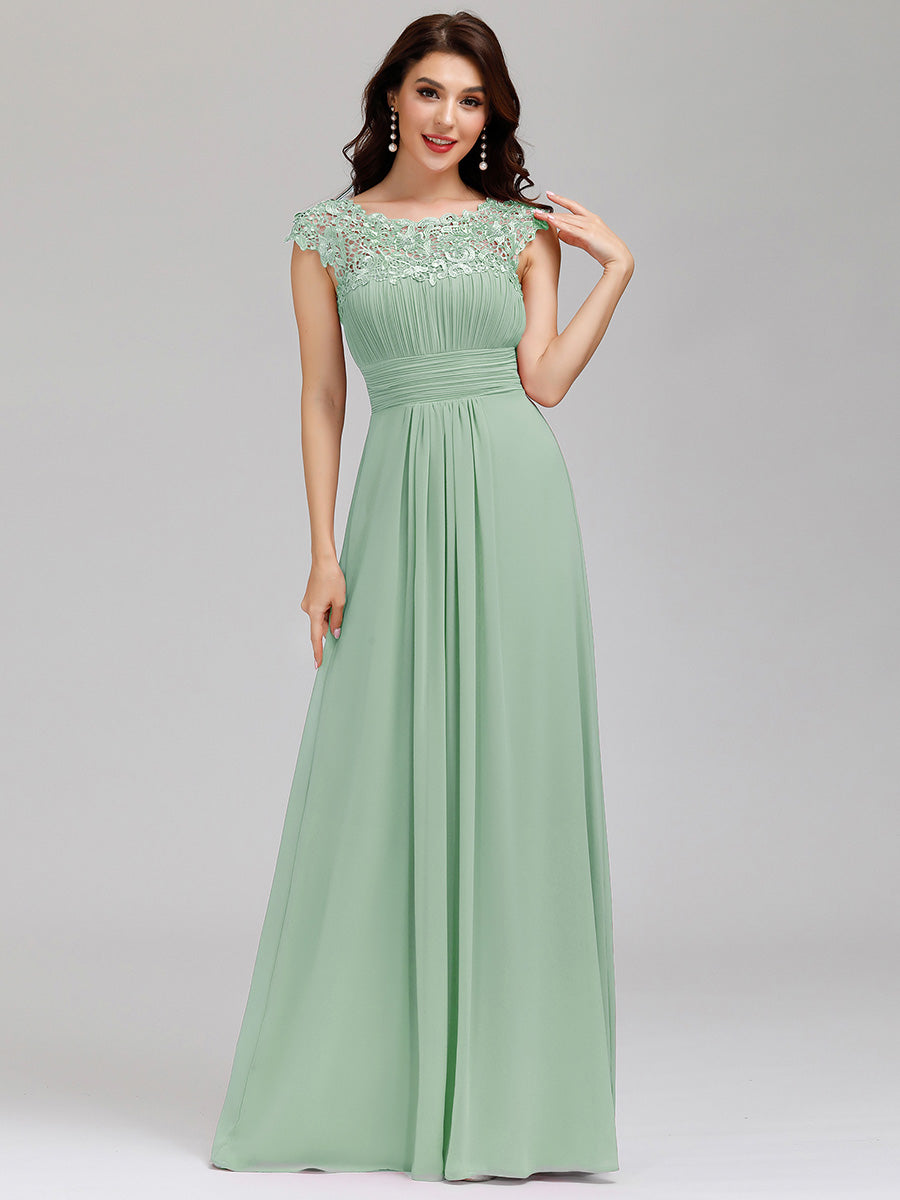 Color=Mint Green | lacey-neckline-open-back-ruched-bust-wholesale-evening-dresses-ep09993-2-Mint Green 3