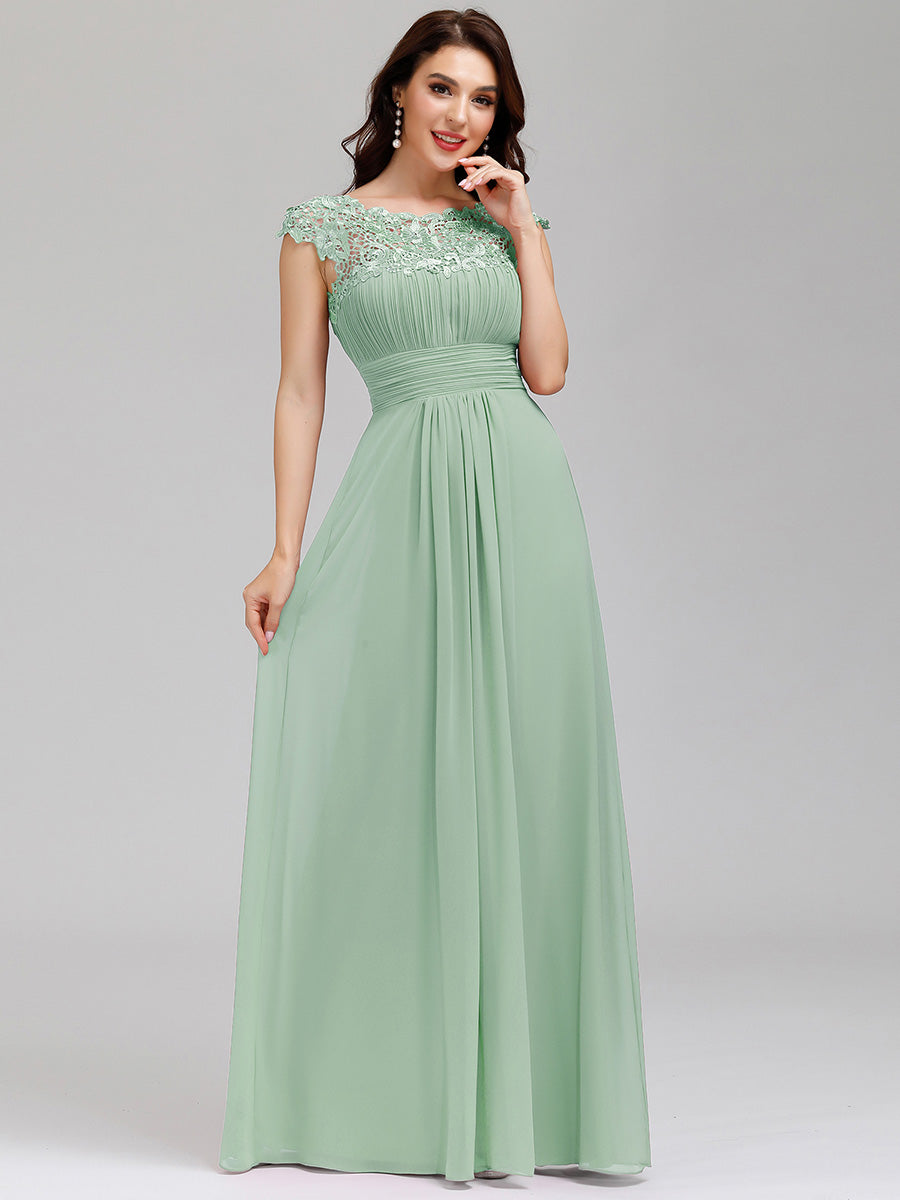 Color=Mint Green | lacey-neckline-open-back-ruched-bust-wholesale-evening-dresses-ep09993-2-Mint Green 4