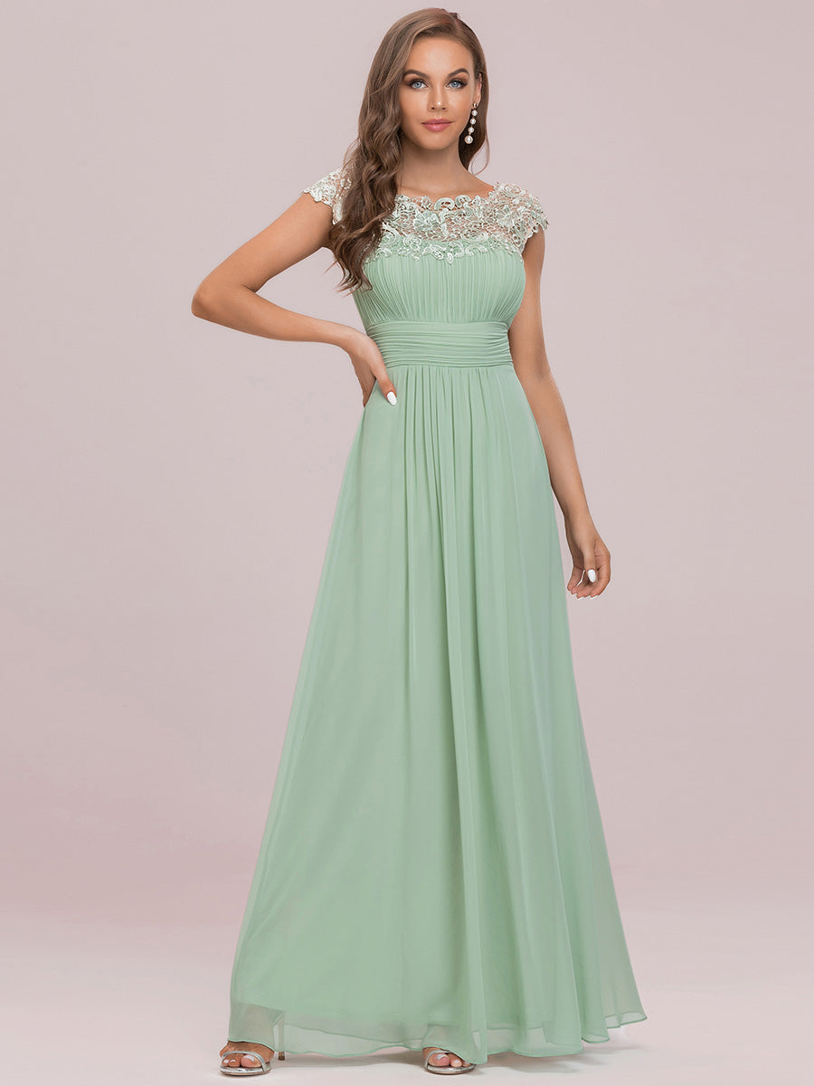 Color=Mint Green | lacey-neckline-open-back-ruched-bust-wholesale-evening-dresses-ep09993-2-Mint Green 5